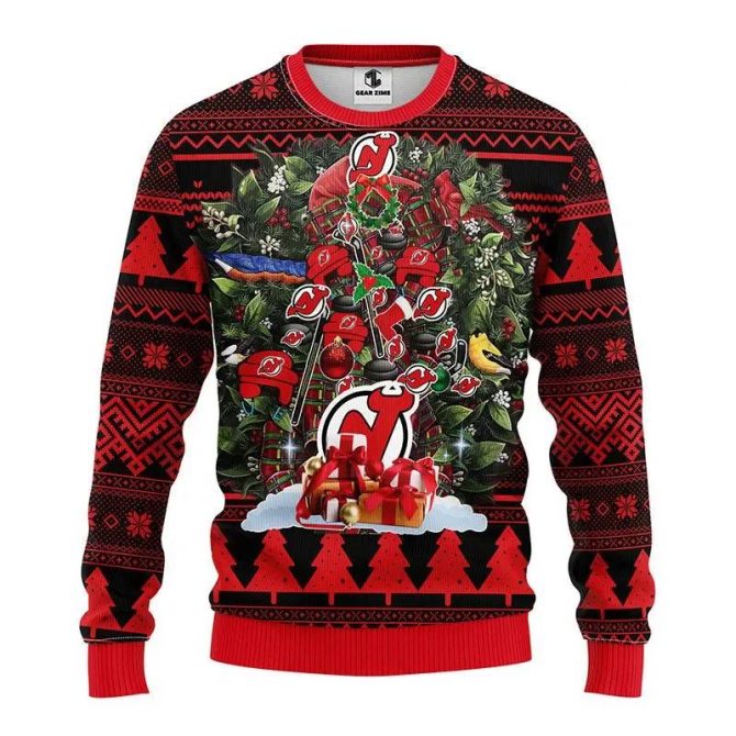 New Jersey Devils Tree Christmas Ugly Sweater, NHL Christmas Sweater