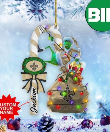 New Orleans Saints NFL x Grinch Custom Name Christmas Gift Tree Decorations Best Unique Ornament