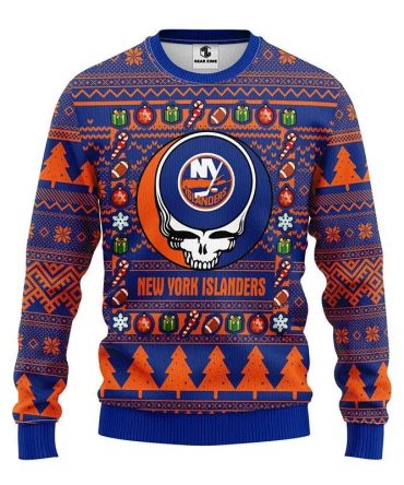 New York Islanders Grateful Dead Ugly Christmas Sweater, NHL Christmas Sweater