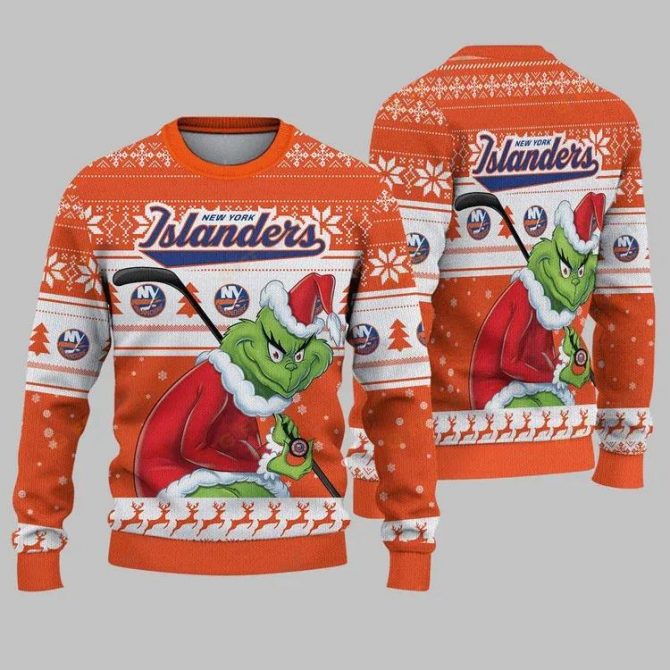 New York Islanders Grinch Stolen Ugly Christmas Sweater, NHL Christmas Sweater