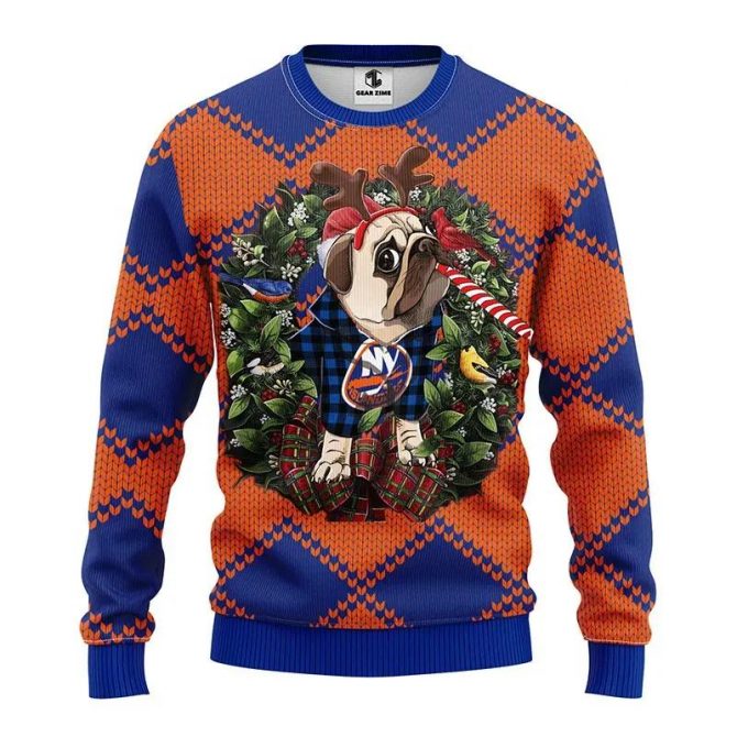 New York Islanders Pub Dog Ugly Christmas Sweater, NHL Christmas Sweater