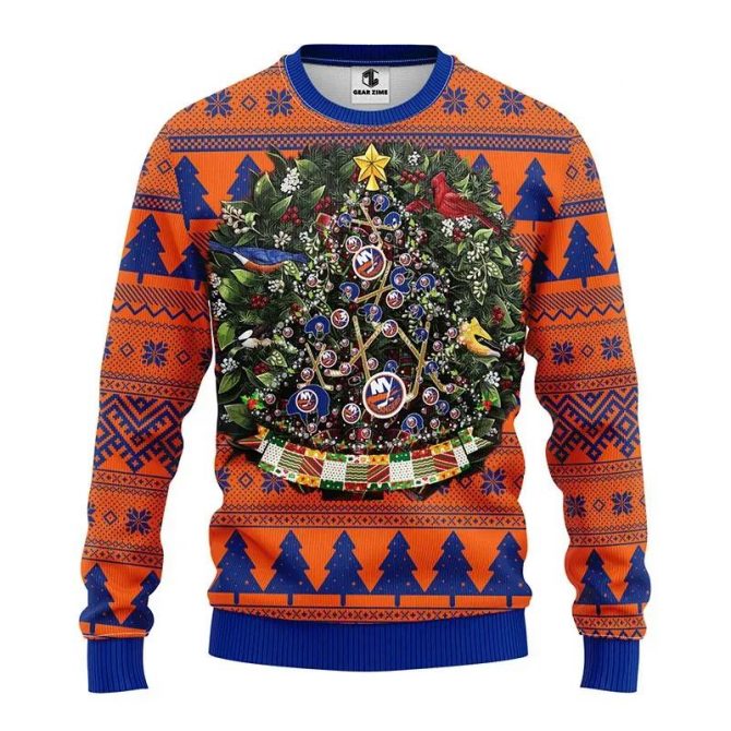 New York Islanders Tree Ball Ugly Christmas Sweater, NHL Christmas Sweater