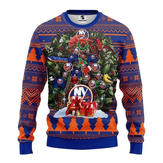 New York Islanders Tree Christmas Ugly Sweater, NHL Christmas Sweater