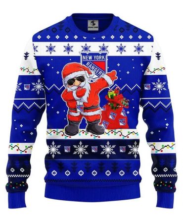 New York Rangers Dabbing Santa Claus Ugly Christmas Sweater, NHL Christmas Sweater