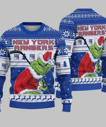 New York Rangers Grinch Stolen Christmas Ugly Sweater, NHL Christmas Sweater