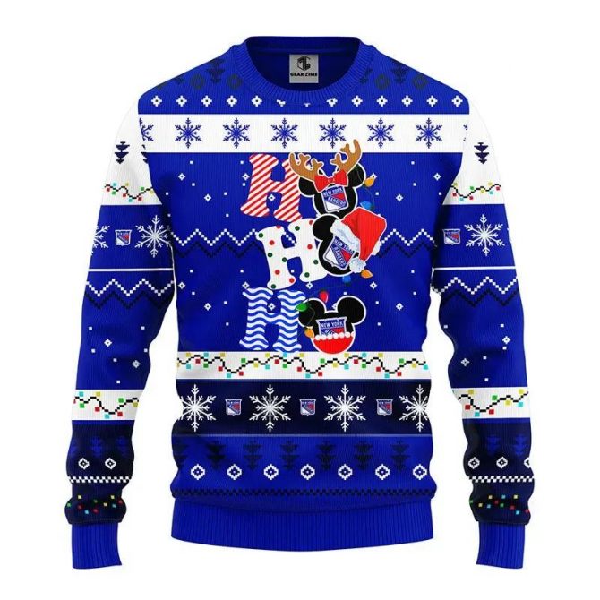 New York Rangers Hohoho Ugly Christmas Sweater, NHL Christmas Sweater
