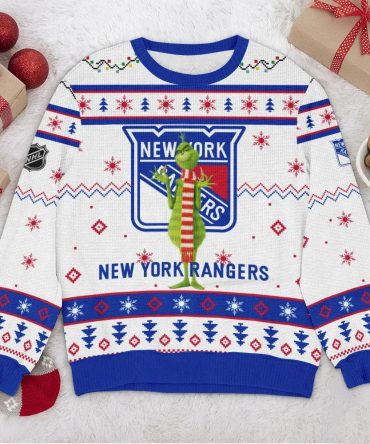 New York Rangers NHL Grinch Ugly Christmas Sweater, NHL Christmas Sweater