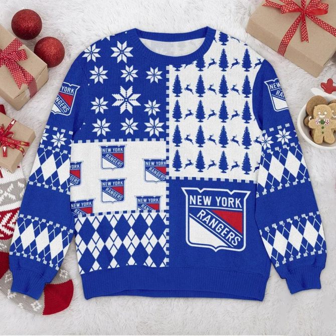 New York Rangers NHL Ugly Christmas Sweater, NHL Christmas Sweater