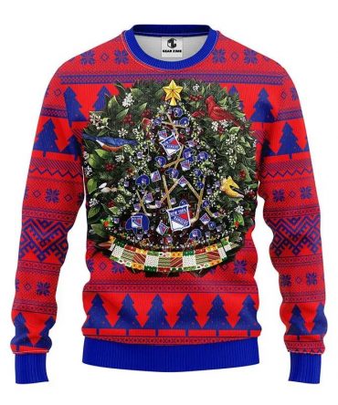 New York Rangers Tree Ball Ugly Christmas Sweater, NHL Christmas Sweater