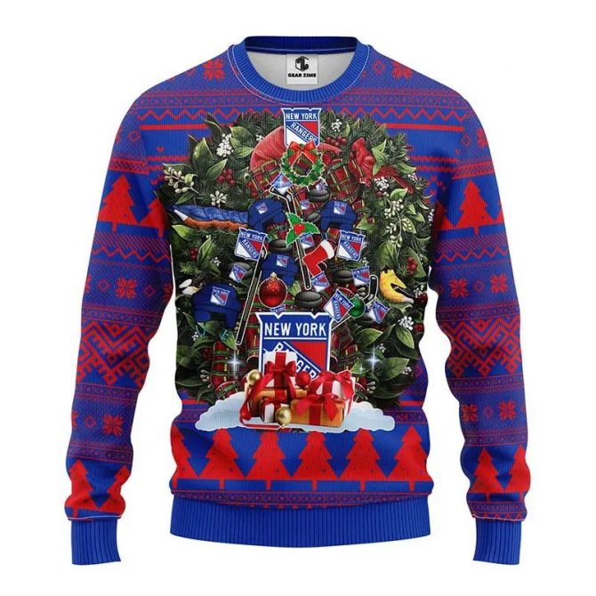 New York Rangers Tree Christmas Ugly Sweater, NHL Christmas Sweater