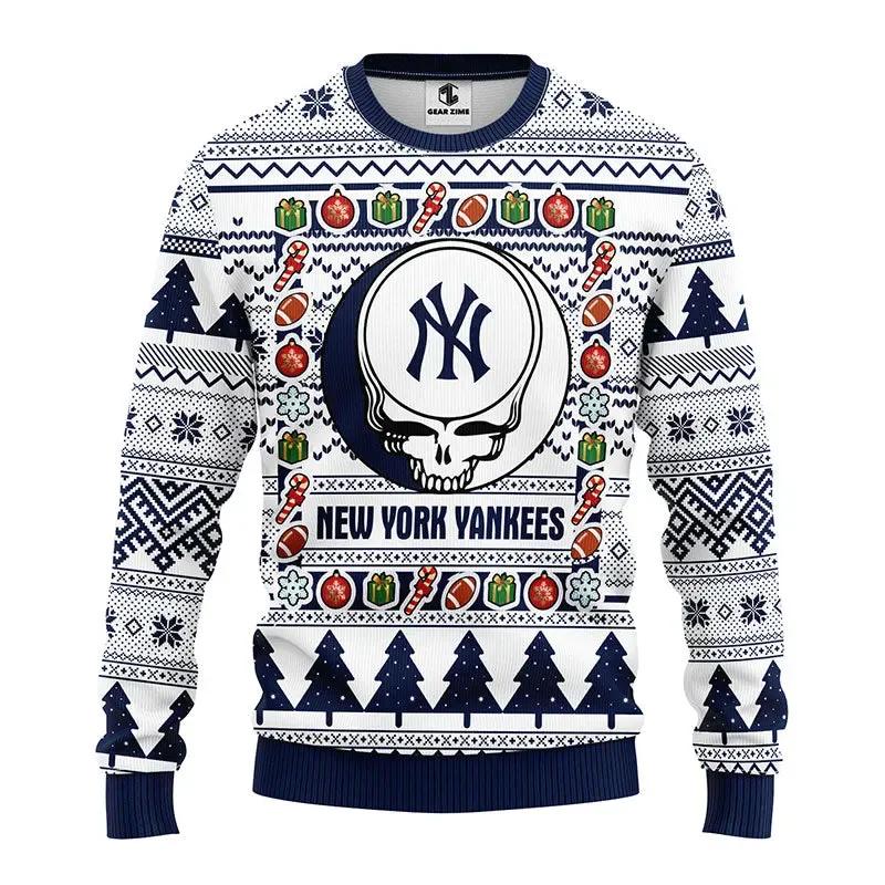 New York Yankees Grateful Dead Ugly Christmas Sweater, MLB Christmas Sweater