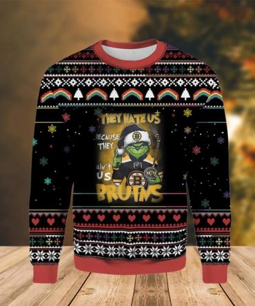 Nhl Boston Bruins Funny Grinch Ugly Christmas Sweater, NHL Christmas Sweater