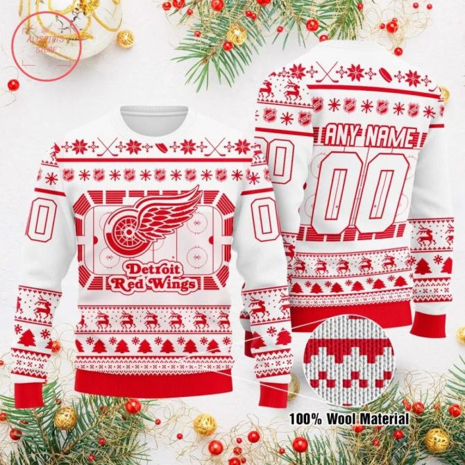 Nhl Detroit Red Wings Personalized Ugly Christmas Sweater, NHL Christmas Sweater