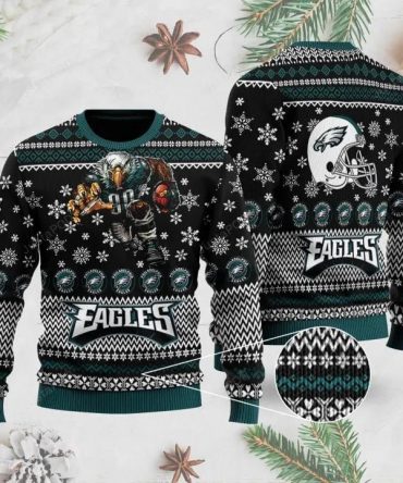 Sports Football Team Philadelphia Eagles With Swoop The Mascot For Football Fans Ugly Christmas Sweater