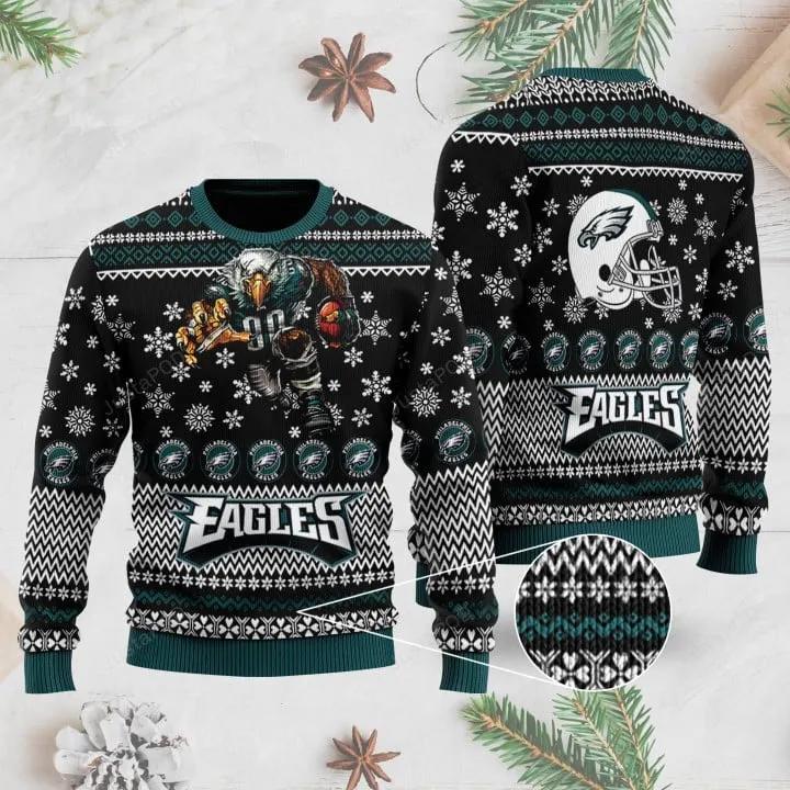 Sports Football Team Philadelphia Eagles With Swoop The Mascot For Football Fans Ugly Christmas Sweater