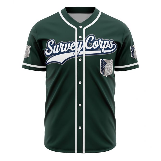 Survey Corps Baseball Jersey - Stylish Green Anime Fan Apparel For Men & Women