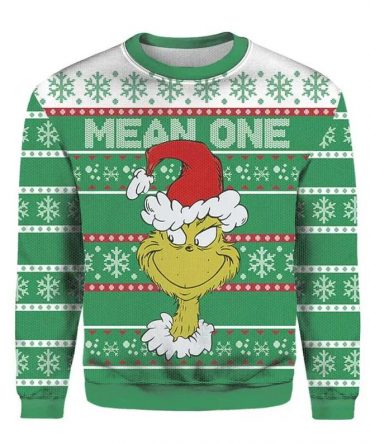 Santa Grinch Mean One Christmas Ugly Sweater, Grinch Ugly Christmas Sweater All Over Print