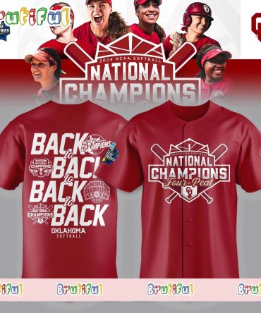 Oklahoma Sooners Four Peat 2024 NCAA Softball Women’s College World Series Champions Jersey Shirt