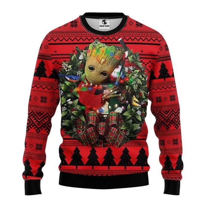 Ottawa Senators Groot Hug Ugly Christmas Sweater, NHL Christmas Sweater
