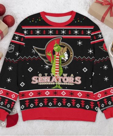 Ottawa Senators NHL Grinch Ugly Christmas Sweater, NHL Christmas Sweater