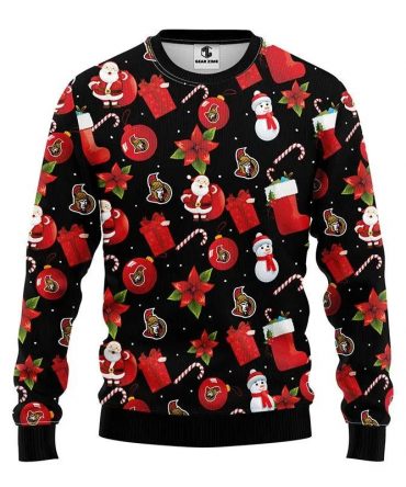 Ottawa Senators Santa Claus Snowman Ugly Christmas Sweater, NHL Christmas Sweater
