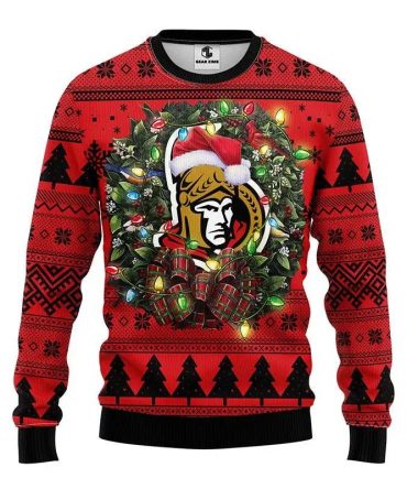Ottawa Senators Santa Hat Ugly Christmas Sweater, NHL Christmas Sweater