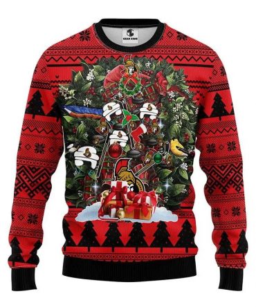 Ottawa Senators Tree Christmas Ugly Sweater, NHL Christmas Sweater