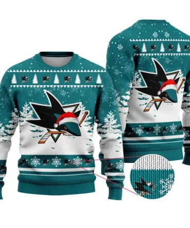 NHL San Jose Sharks Personalized Name Christmas Design Ugly Sweater ST2301