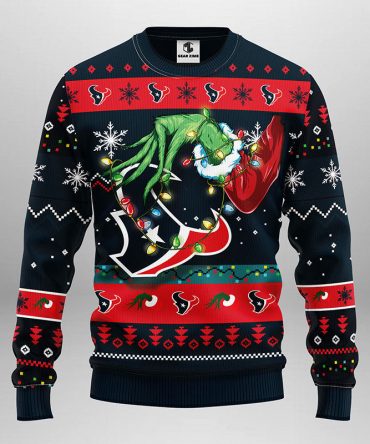 Houston Texans Grinch Ugly Christmas Sweater, Grinch Xmas Sweater