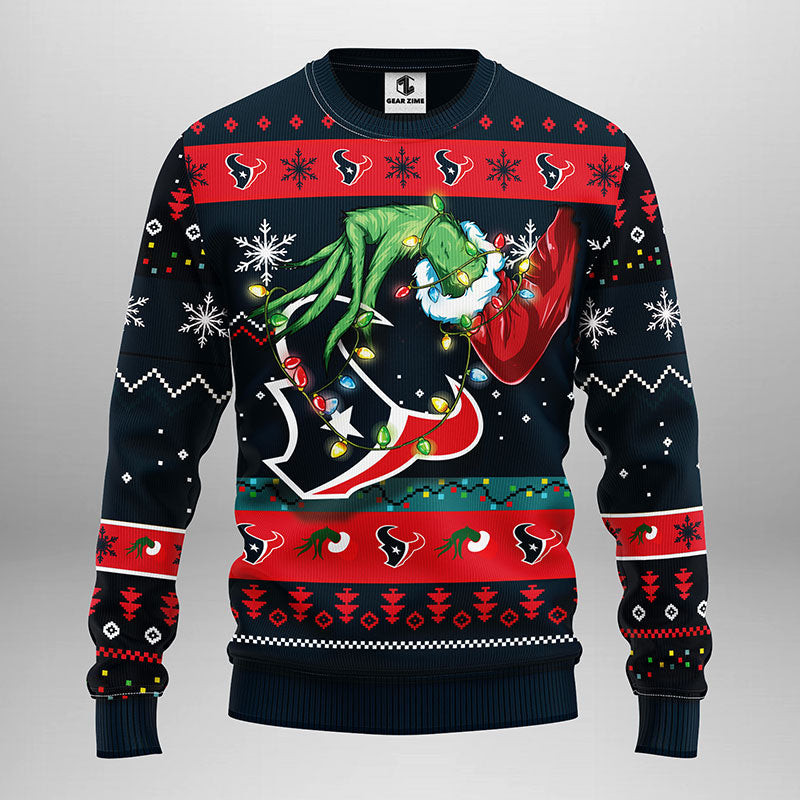 Houston Texans Grinch Ugly Christmas Sweater, Grinch Xmas Sweater