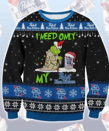 Pabst Blue Ribbon Grinch Need Ugly Sweater, Grinch Holiday Sweater