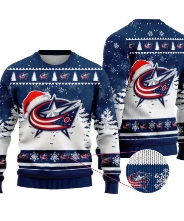 NHL Columbus Blue Jackets Personalized Name Christmas Design Ugly Sweater ST2301