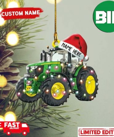 Personalized Tractor Christmas 2023 Xmas Light Tractor Flat 2D Ornament