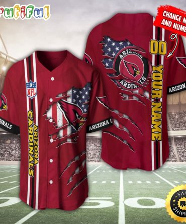 Personalized NFL Arizona Cardinals Baseball Jersey America Flagy America Flag Athletic Style Jerseys