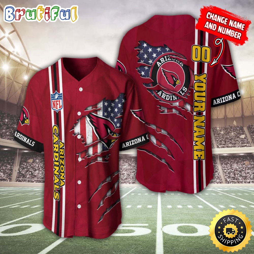 Personalized NFL Arizona Cardinals Baseball Jersey America Flagy America Flag Athletic Style Jerseys