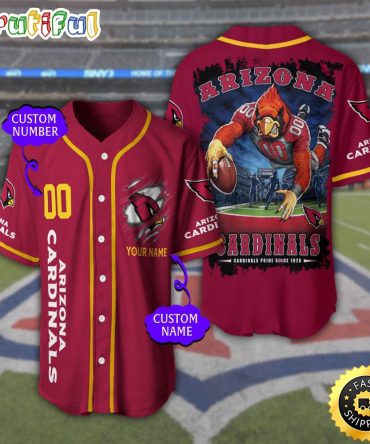 Personalized NFL Arizona Cardinals Baseball Jersey Athletic Team Shirts
