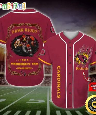 Personalized NFL Arizona Cardinals Baseball Jersey Fan Name