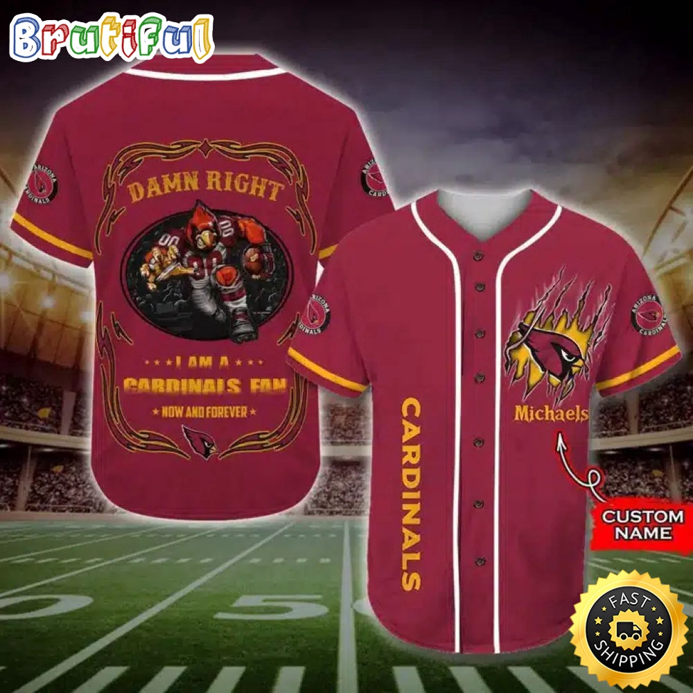 Personalized NFL Arizona Cardinals Baseball Jersey Fan Name