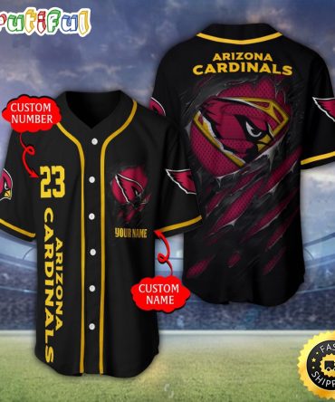 Personalized NFL Arizona Cardinals Baseball Jersey Team Spirit Tops