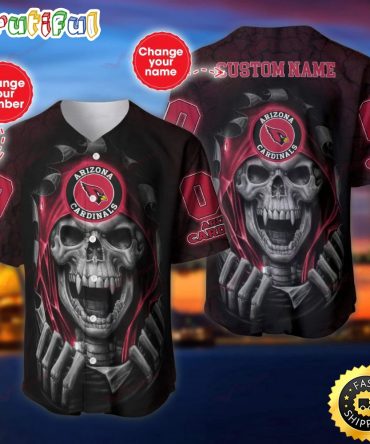 Personalized NFL Arizona Cardinals Baseball Jersey Vampire Skull