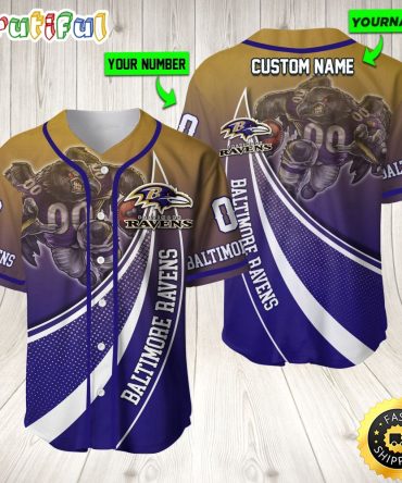 Personalized NFL Baltimore Ravens 3D Baseball Jersey Shirts