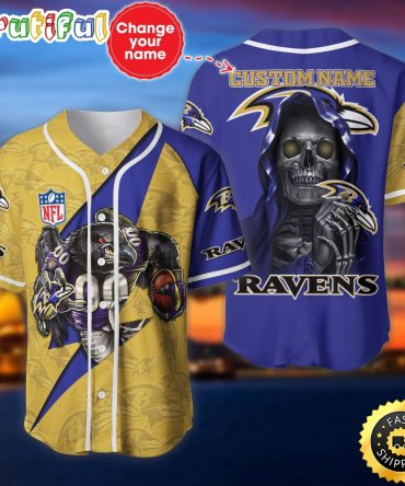 Personalized NFL Baltimore Ravens Baseball Jersey Athletic Team Shirts