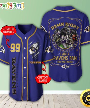 Personalized NFL Baltimore Ravens Baseball Jersey Authentic Baseball Attire