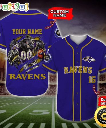 Personalized NFL Baltimore Ravens Baseball Jersey Fan Favorite Jerseys