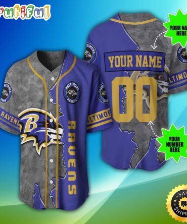 Personalized NFL Baltimore Ravens Baseball Jersey Iconic Baseball Wear