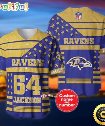 Personalized NFL Baltimore Ravens Baseball Jersey Sportswear Tops