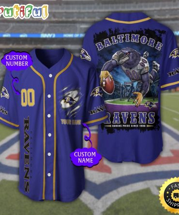 Personalized NFL Baltimore Ravens Baseball Jersey Stylish Baseball Tops