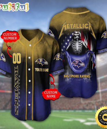 Personalized NFL Baltimore Ravens Baseball Jersey Team Spirit Tops