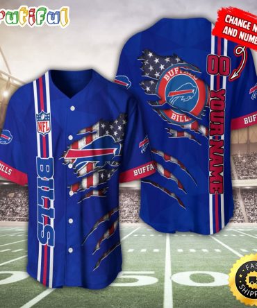 Personalized NFL Buffalo Bills Baseball Jersey America Flagy America Flag Athletic Style Jerseys