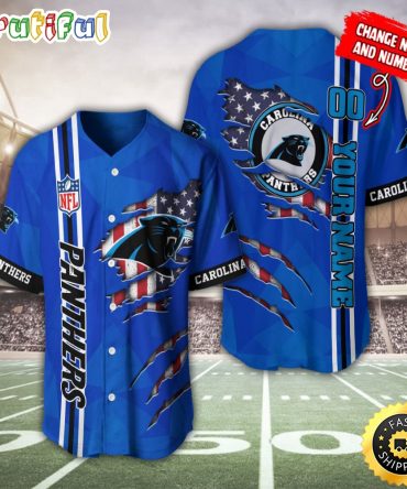 Personalized NFL Carolina Panthers Baseball Jersey America Flagy America Flag Athletic Style Jerseys